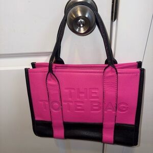 Bold Pink and Black Structured Tote Bag